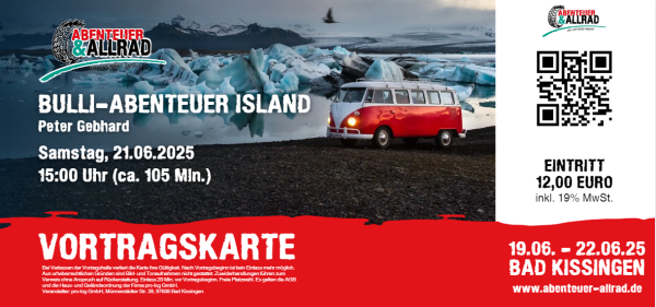 Vortragskarte - Bulli-Abenteuer Island 15 Uhr