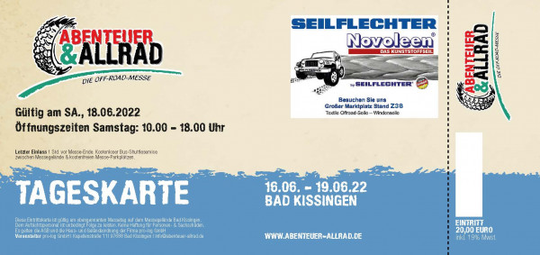 Tageskarte A&A für Samstag 18.06.2022